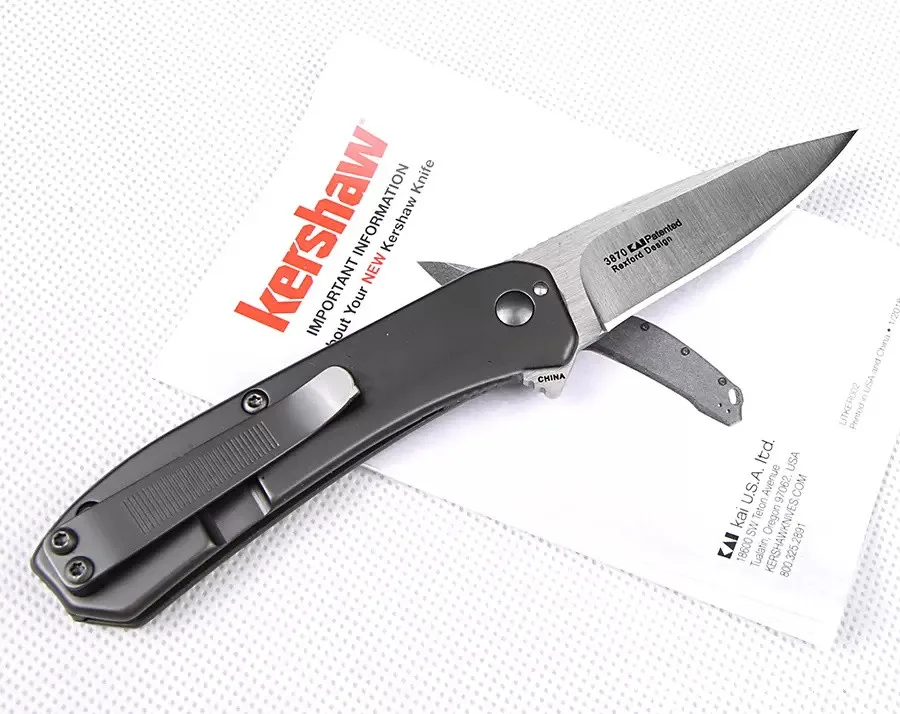Сгъваем нож Kershaw 3870 Amplitude Assisted Flipper с 2,5-инчов сатинированным острие, дръжка от неръждаема стомана, EDC, улични кухненски ножове2