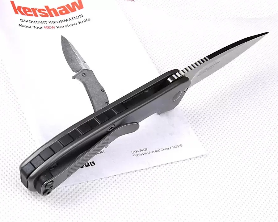 Сгъваем нож Kershaw 3870 Amplitude Assisted Flipper с 2,5-инчов сатинированным острие, дръжка от неръждаема стомана, EDC, улични кухненски ножове4