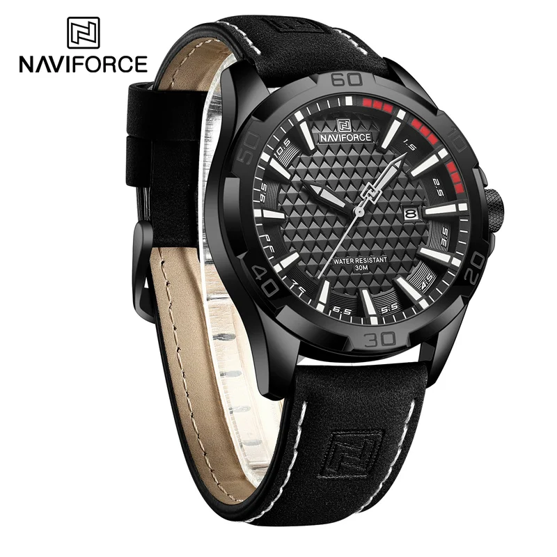 Мъжки ръчен часовник NAVIFORCE, най-добрата марка за Луксозни водоустойчив мъжки часовник от естествена кожа, спортни военни кварцов Оригинални мъжки часовници 80232