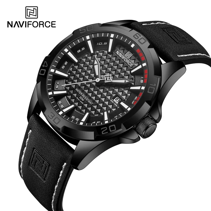 Мъжки ръчен часовник NAVIFORCE, най-добрата марка за Луксозни водоустойчив мъжки часовник от естествена кожа, спортни военни кварцов Оригинални мъжки часовници 80233