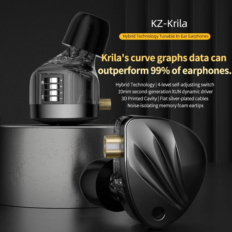 KZ Krila ушите Hi-Fi 1DD 1BA Висококачествени адаптивни слушалки с балансной инсталации, слушалки с функция за отмяна на монитора3