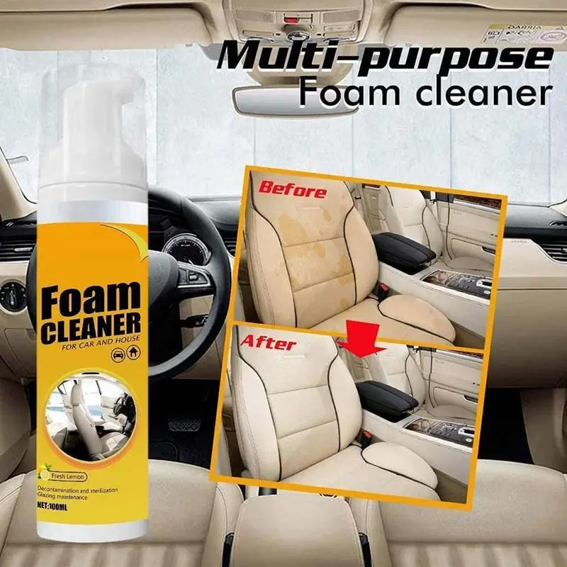 Комплект за почистване на салон на автомобил, пяна за почистване на салона на автомобила, комплект за почистване на колата и дома, включително и на гъба и кърпа4