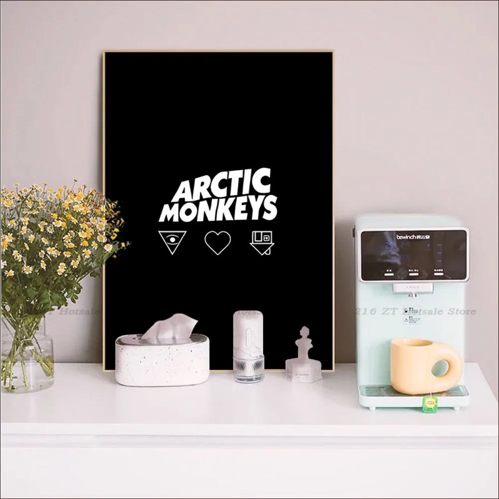 Черен плакат на Arctic Monkeys AM, Класически Реколта плакати, високо качество, Стенно изкуство, ретро плакати за домашен интериор стените на стаята5