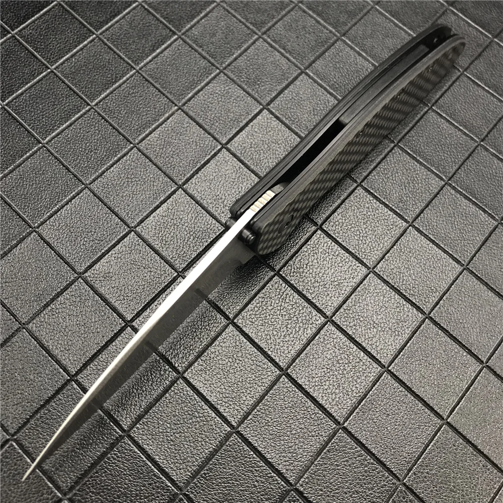 Най-новият сгъваем нож Kershaw 1660 Ken Onion Leek Flipper 14C28N с обикновен нож, дръжки, изработени от въглеродни влакна, Ловен нож Походный4