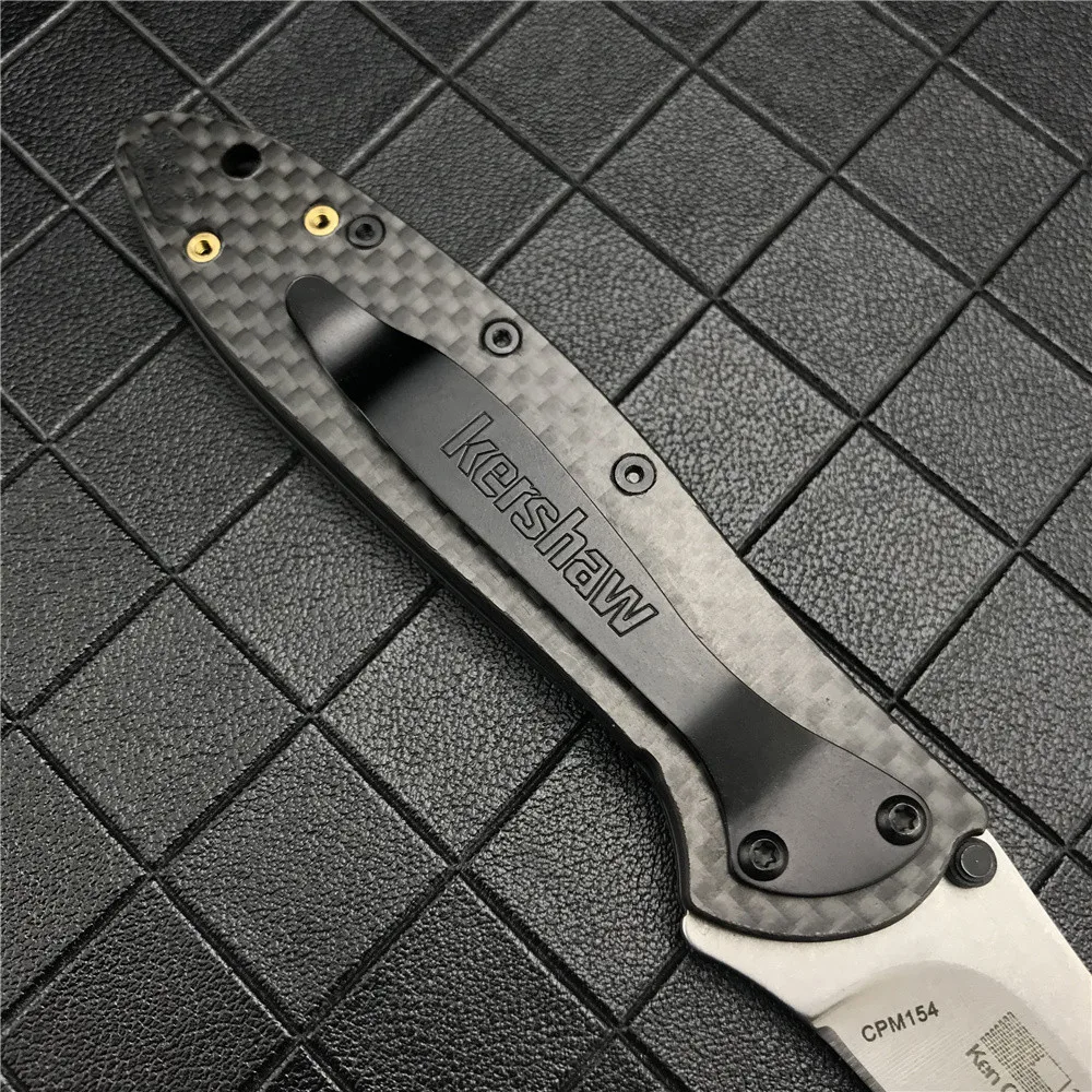 Най-новият сгъваем нож Kershaw 1660 Ken Onion Leek Flipper 14C28N с обикновен нож, дръжки, изработени от въглеродни влакна, Ловен нож Походный5