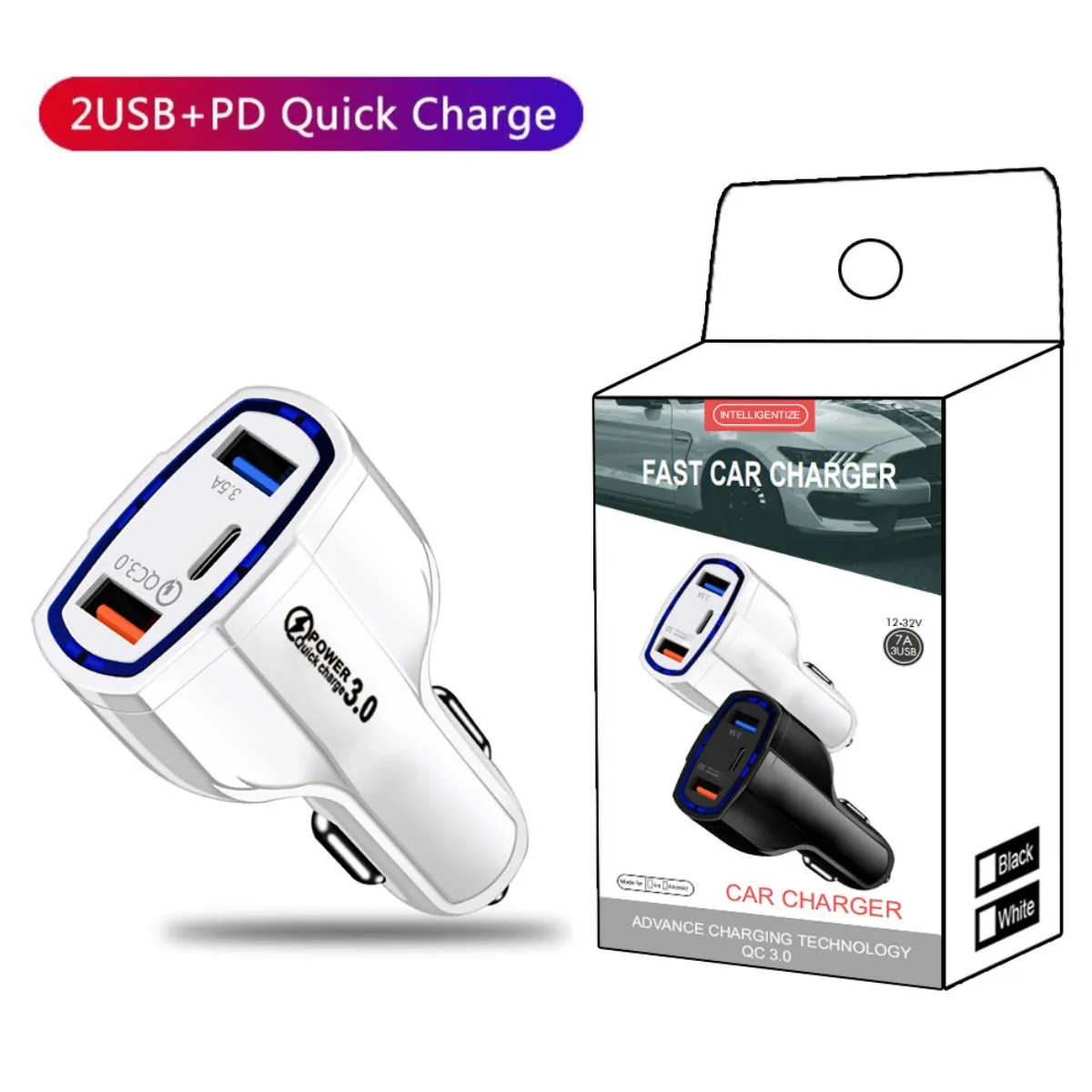 10 Бр 7A C USB зарядно за Кола Quick Charge 3.0 Type C Адаптер за бързо зареждане на телефона за iPhone 13 12 11 Pro Max Huawei Samsung0