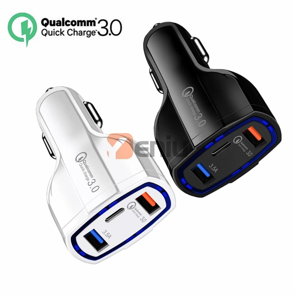 10 Бр 7A C USB зарядно за Кола Quick Charge 3.0 Type C Адаптер за бързо зареждане на телефона за iPhone 13 12 11 Pro Max Huawei Samsung1
