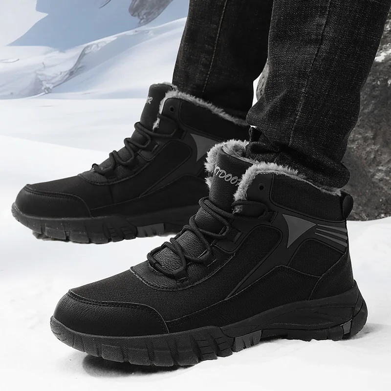 Нови мъжки зимни туристически обувки за улицата, големи размери 47, зимни обувки, мъжки спортни и работни обувки, непромокаеми, устойчиви на хлъзгане, запазване на топлината, модни3