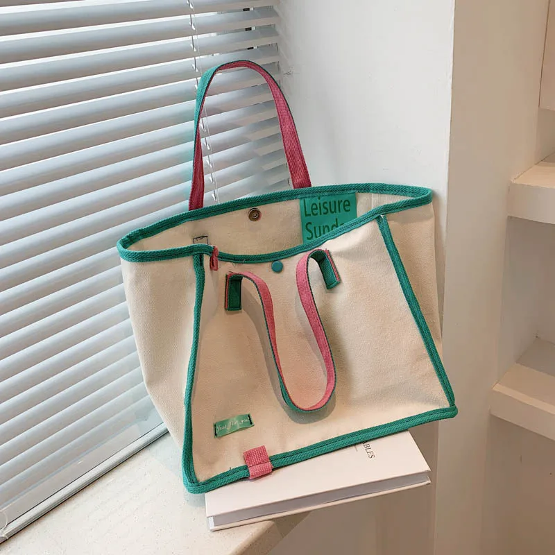 Модната Марка със същото контрастен цвят, холщовая чанта, Дамска чанта, художествена холщовая чанта за пазаруване, чанта на рамото0