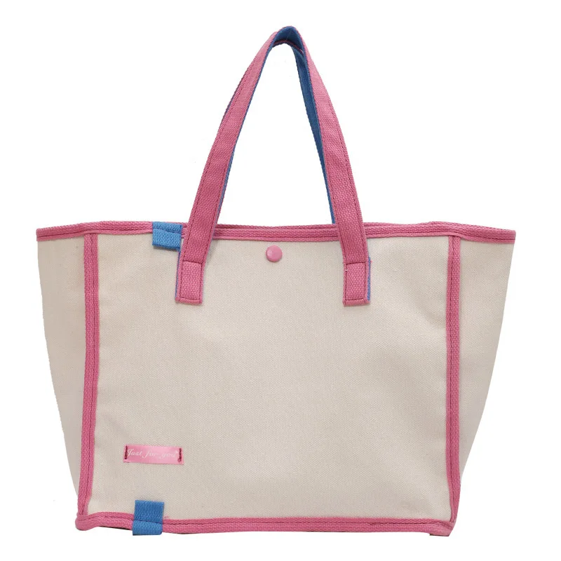 Модната Марка със същото контрастен цвят, холщовая чанта, Дамска чанта, художествена холщовая чанта за пазаруване, чанта на рамото5