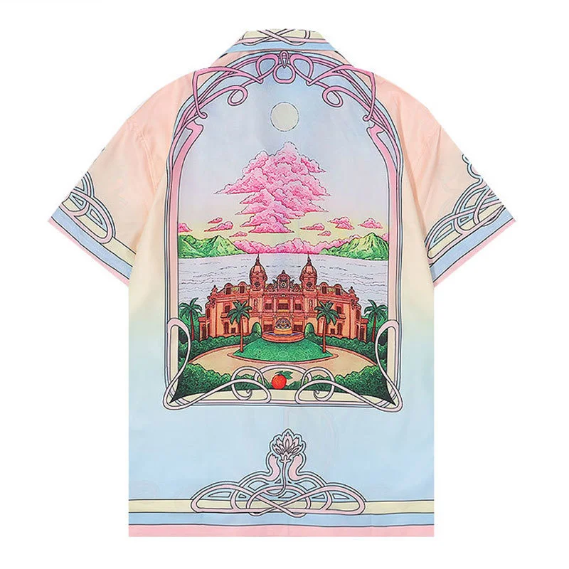 Цветна риза с Ключалка, Ежедневни мъжки Градинска дрехи с къс ръкав, Лятна Дишаща Camisa Fashion Masculina в китайски стил0