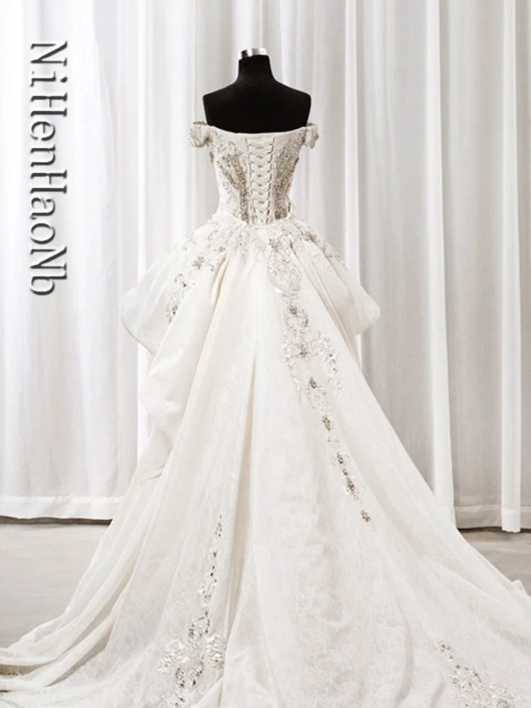 Луксозни сватбени рокли с кристали русалка, сватбени рокли Dubai Vestidos De Новия за поръчка2