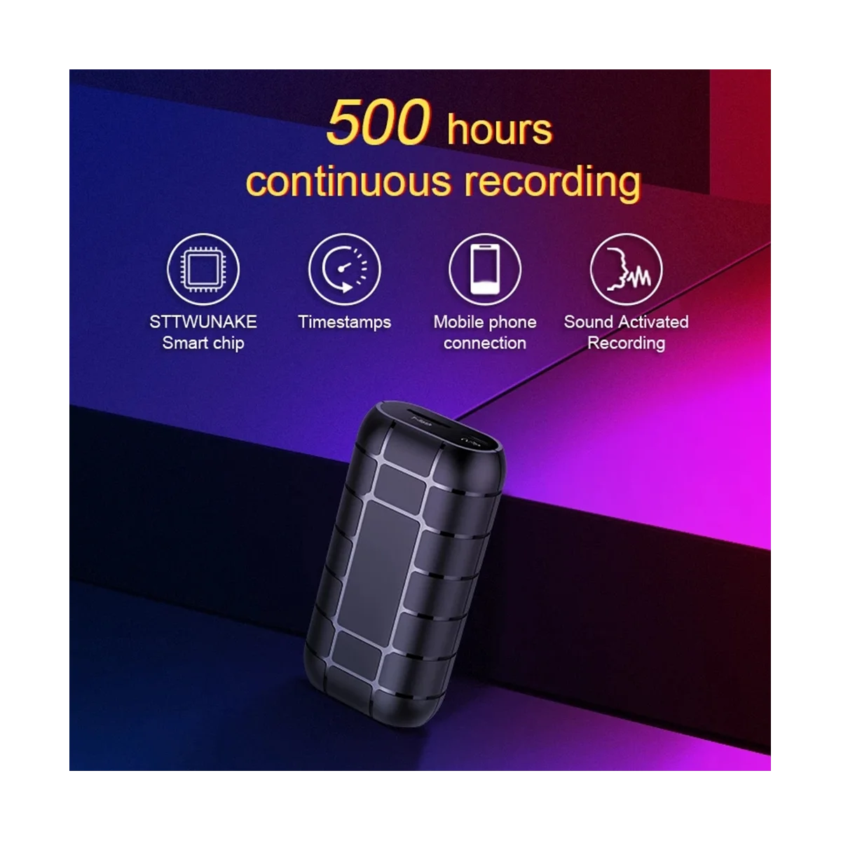 Цифров диктофон 500 часа запис на глас аудио звукова активиране на мини цифров професионален флаш памет1