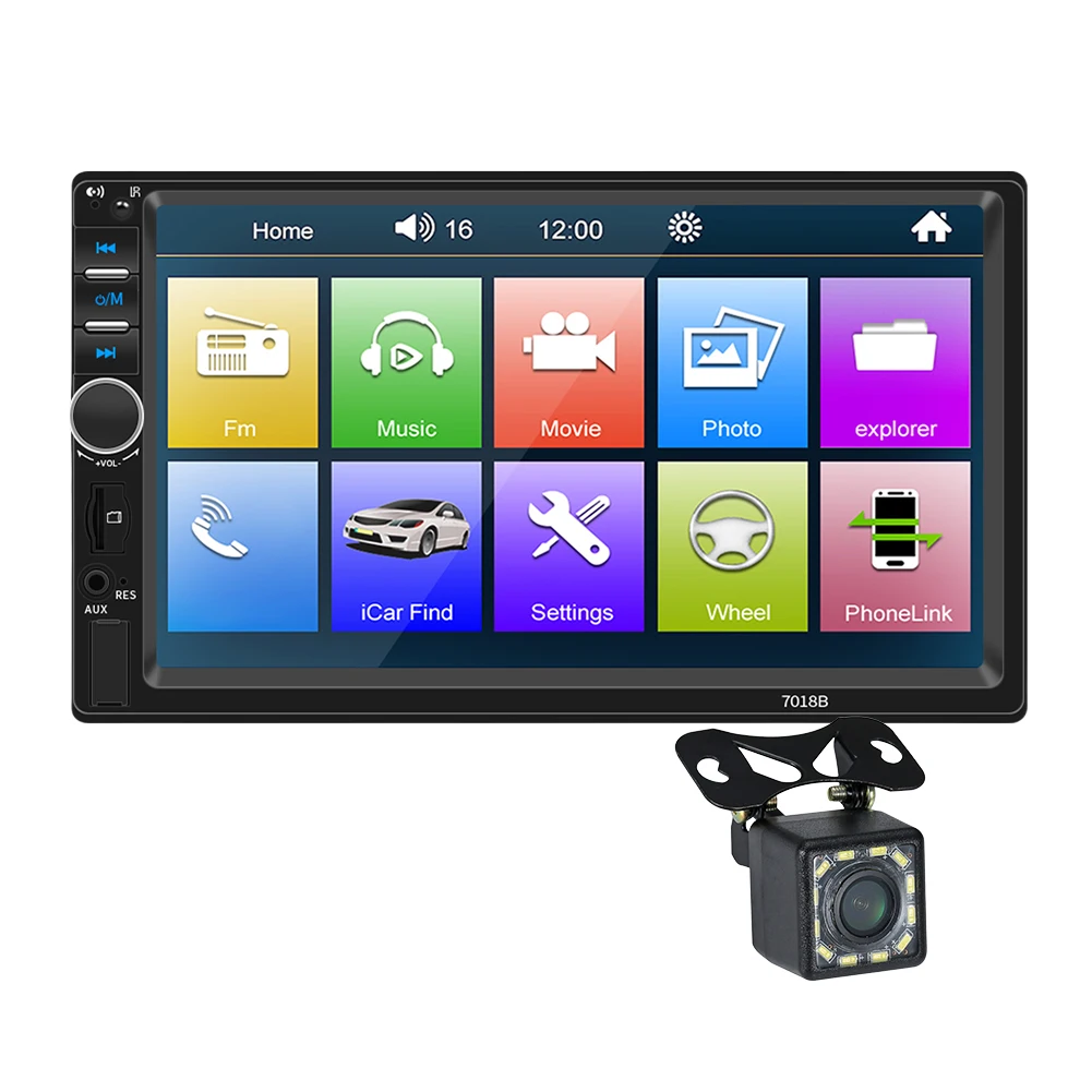 Авто MP5 плейър със сензорен екран, 7-инчов Авто радио HD, съвместим с Bluetooth, Преносима автомобилна стерео система За определяне на местоположението на волана0