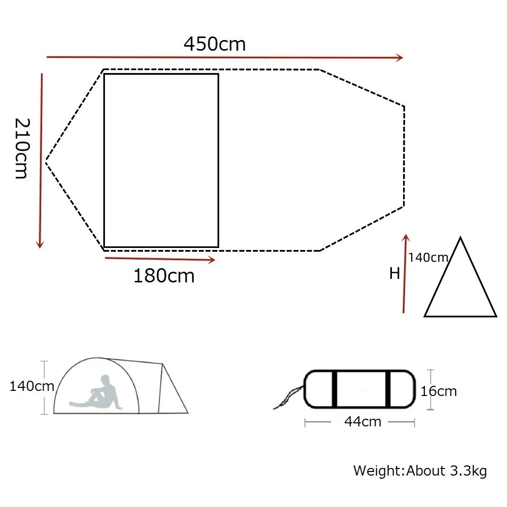 Палатка за къмпинг, за 3-4 човека, Спалня и една всекидневна, Водоустойчив алуминиев стълб 210D Oxford PU3000, Туристическа Туристическа палатка1