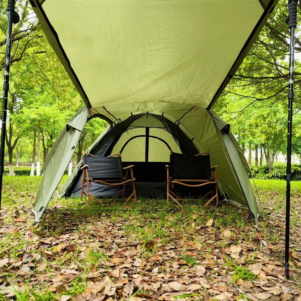 Палатка за къмпинг, за 3-4 човека, Спалня и една всекидневна, Водоустойчив алуминиев стълб 210D Oxford PU3000, Туристическа Туристическа палатка3