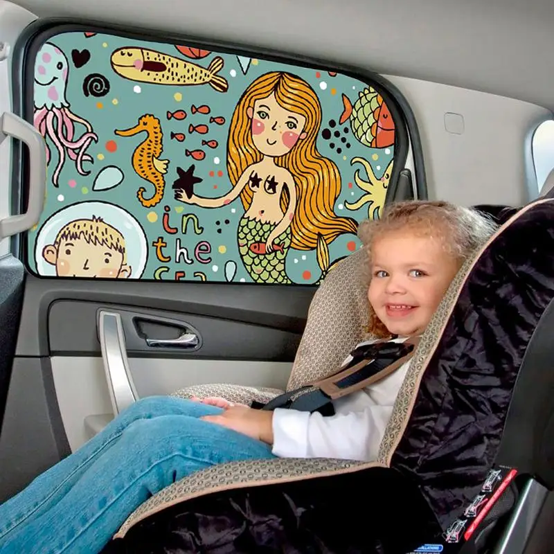 Сенника за кола за най-малките деца, слънчеви очила за страничен прозорец на колата, сенника на страничен прозорец за защита на личните данни, забавни цветни модели4
