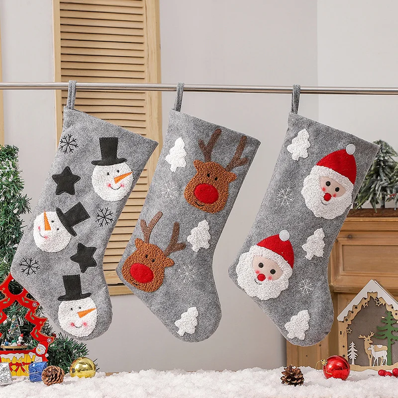 2023 Коледни Чорапи, Чорапи с принтом Дядо Коледа, Снежен човек, Лосове, Закачалка за Коледната Елха, Подарък пакет, Голям Подарък Чорапи, Коледни украси за дома1