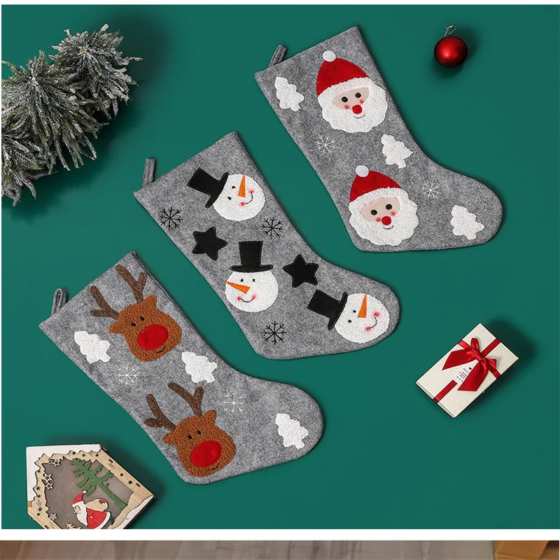 2023 Коледни Чорапи, Чорапи с принтом Дядо Коледа, Снежен човек, Лосове, Закачалка за Коледната Елха, Подарък пакет, Голям Подарък Чорапи, Коледни украси за дома3