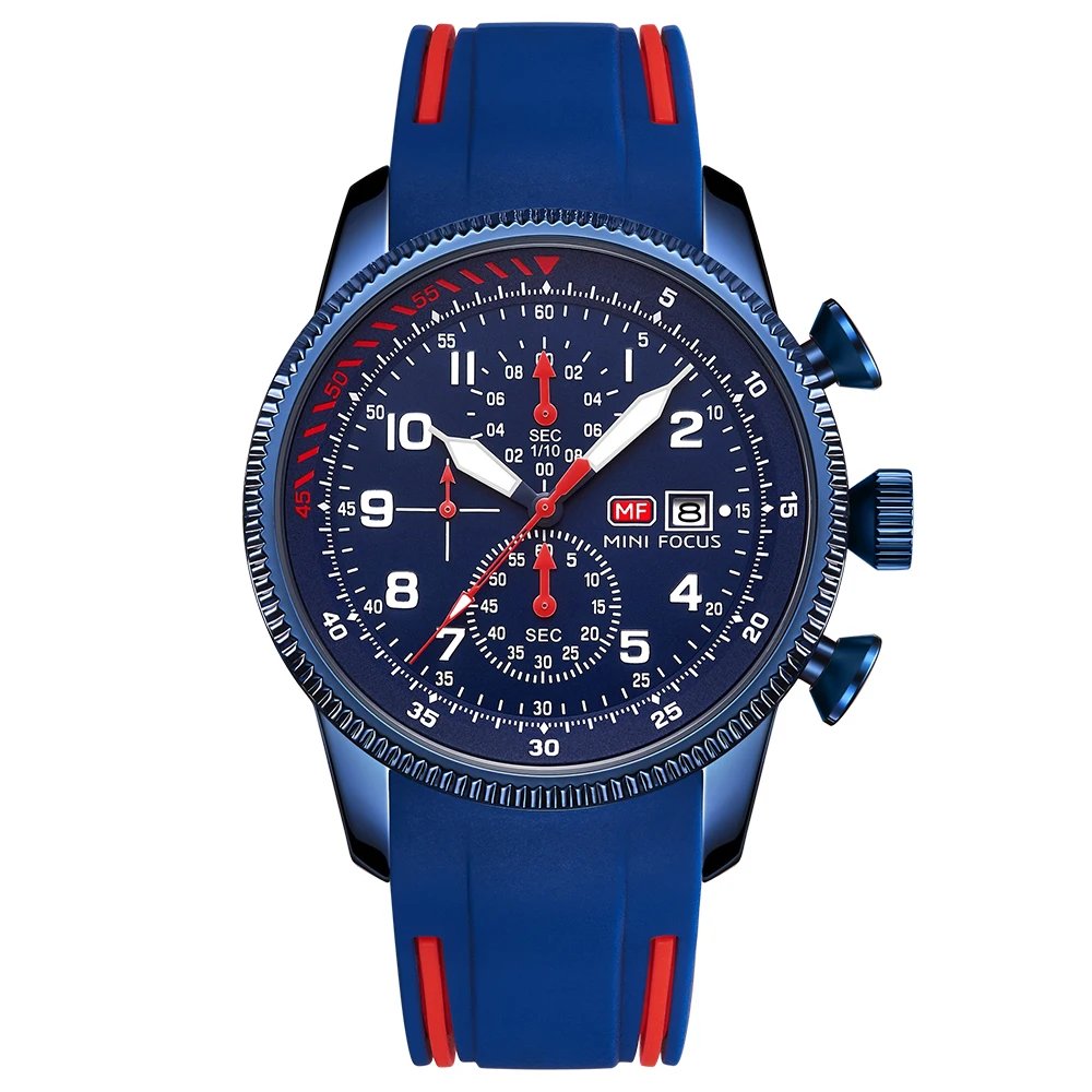 MINIFOCUS, най-добрата марка за Луксозни Мъжки кварцови часовници, Модерен Бизнес Водоустойчив Многофункционален мъжки часовници, Силиконов каучук, спортен Хронограф1