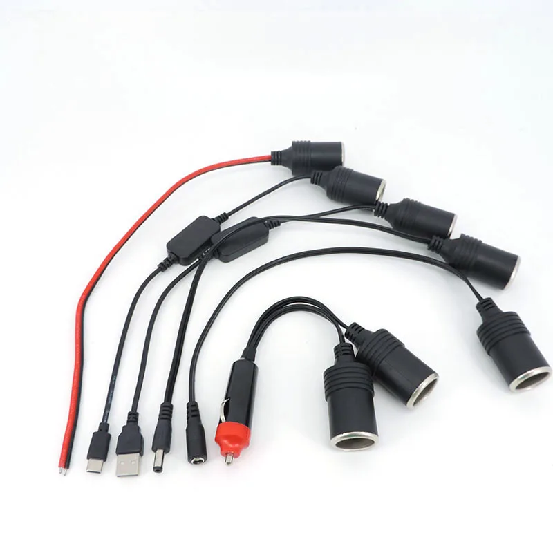 12 Dc двойно автомобилни Запалки от мъжа към жената на постоянен ток 5,5x2,1 USB type c мъжки женски конектор 5 В Запалката зарядно устройство адаптер l2
