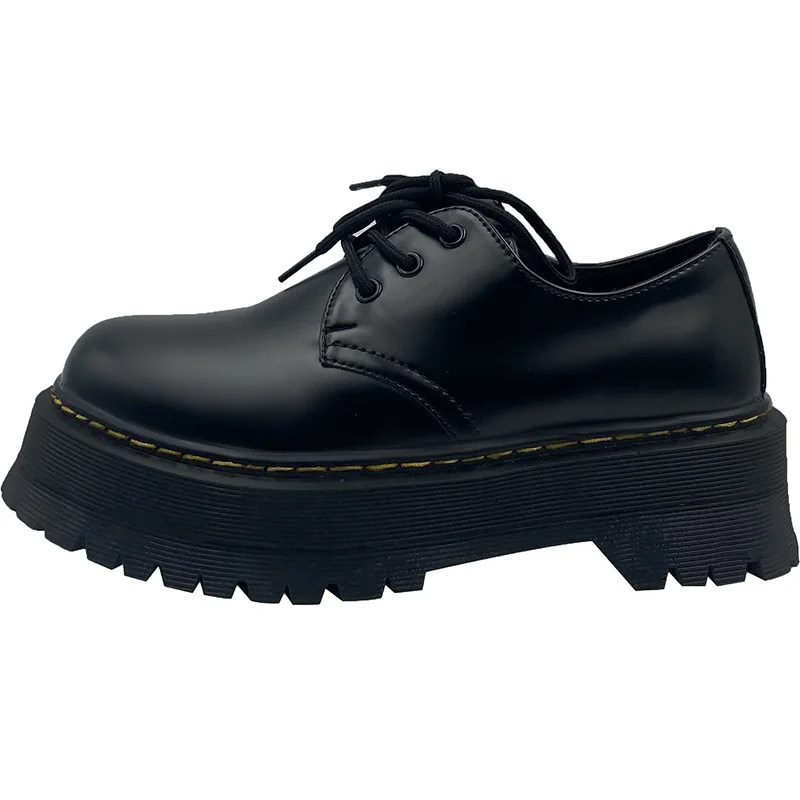 2023 Дамски пролетно-есенни универсални кожени обувки в стил Ретро на дебела подметка в Ретро стил, гумени подложки, тънка подметка за студентски единични обувки1