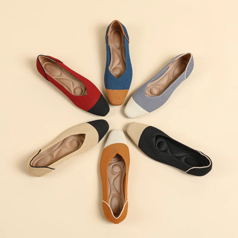 Дамски обувки смесени цветове, Дишащи дамски Лоферы на равна подметка, Ежедневни обувки, без закопчалка, 2023, Износоустойчиви Плитки Zapatos Para Mujeres1