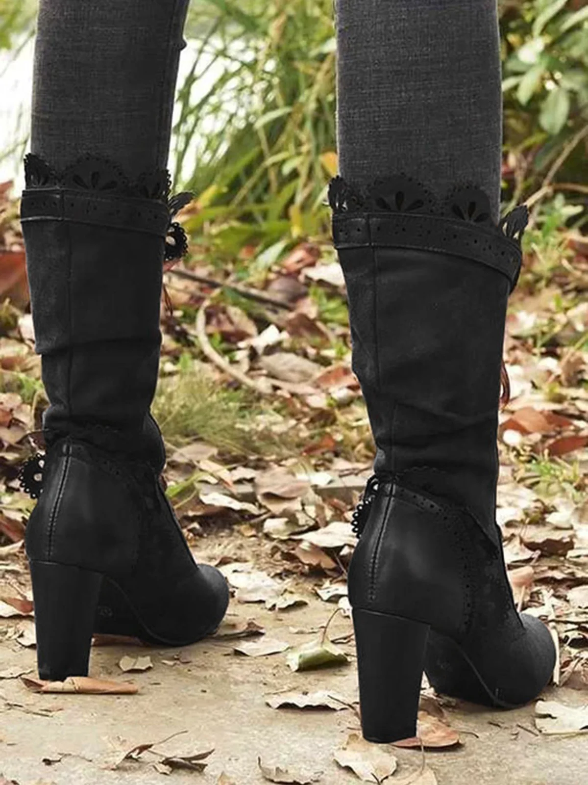 2023 Есенно-зимни обувки в стил пънк дантела, ежедневни дамски черни Пикантен дамски обувки за уличната фотография, Мода обувки за партита, Новост2