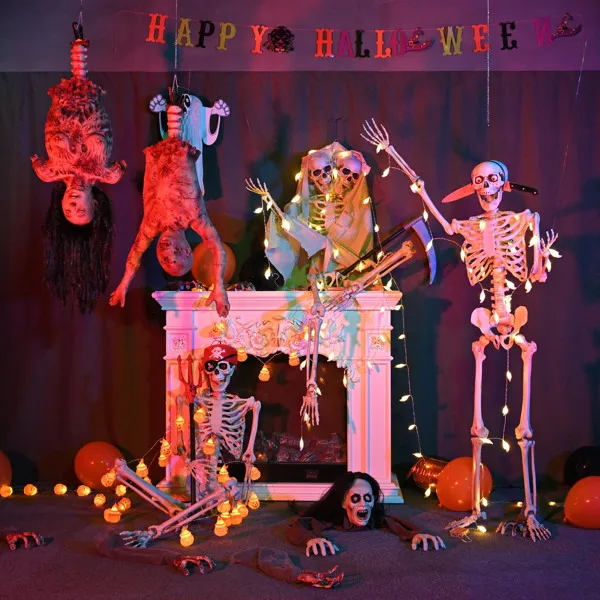 Украса за Хелоуин Зомби-разрушител, анимирани с червени led мигащи очи и зловещ звук за Хелоуин на открито на тревата в двора4