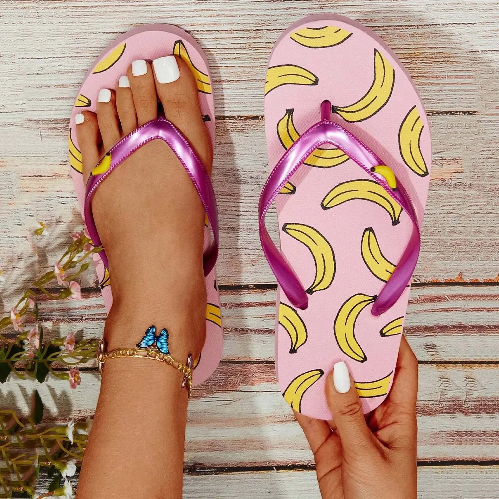 Чехли За жени, ежедневни плажната мода обувки впечатлява със своя бохемски стил, Чехли на равна подметка, Сандали, джапанки, Чехли, Дамски чехли-обувки3
