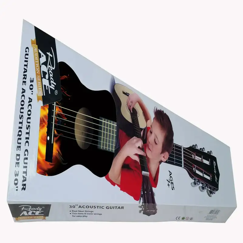 30-инчов акустична китара за начинаещи, черна, с блясък - възраст от 7 години1