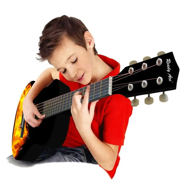 30-инчов акустична китара за начинаещи, черна, с блясък - възраст от 7 години2