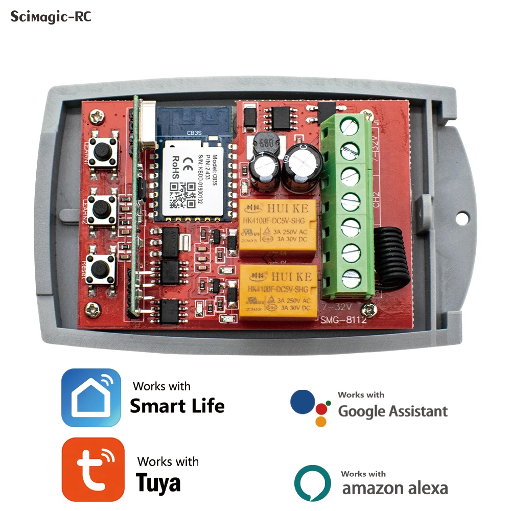3ШТ Sasha Универсален WiFi Smart Life 433 Mhz приемник за дистанционно управление 2-канален модул Работи с Алекса Google Home1