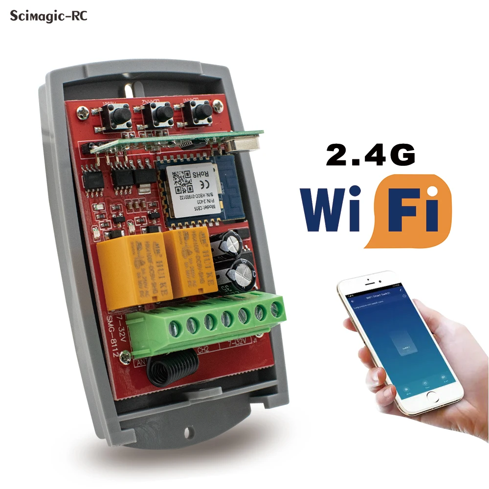 3ШТ Sasha Универсален WiFi Smart Life 433 Mhz приемник за дистанционно управление 2-канален модул Работи с Алекса Google Home2