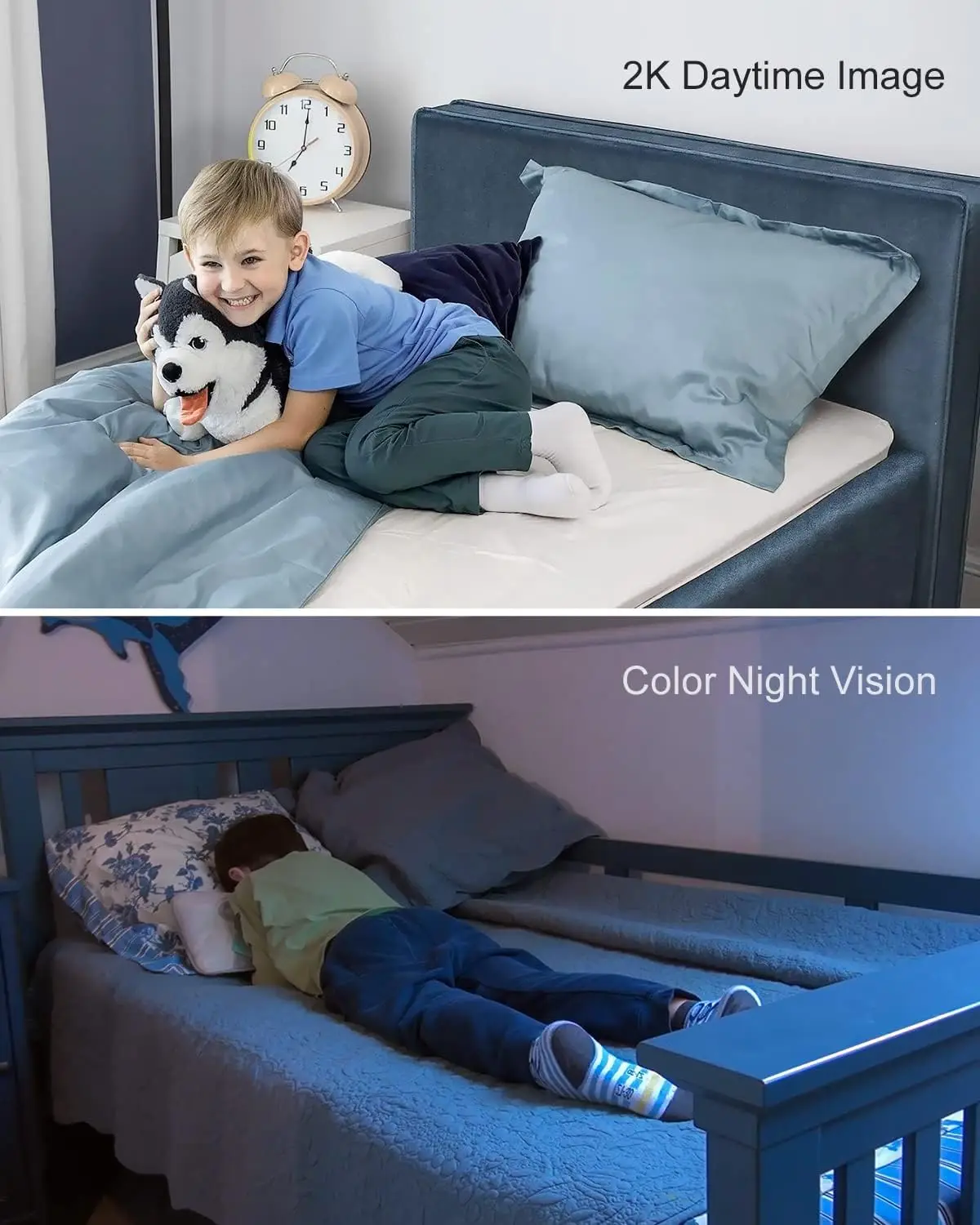 Безжична камера Einnov 2K Security WiFi Pan & Tilt за дома, дете/домашен любимец, 2.4 Ghz, Автоматично проследяване, Детекция на движение, Цвят на нощ2