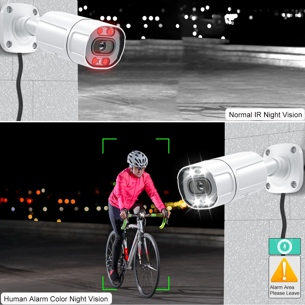 4K 8MP IMX415 POE IP камера Метална Двойна Подсветка Вграден микрофон SPK full color IR-Датчик за Движение, в помещения и на открито Xmeye Pro APP4