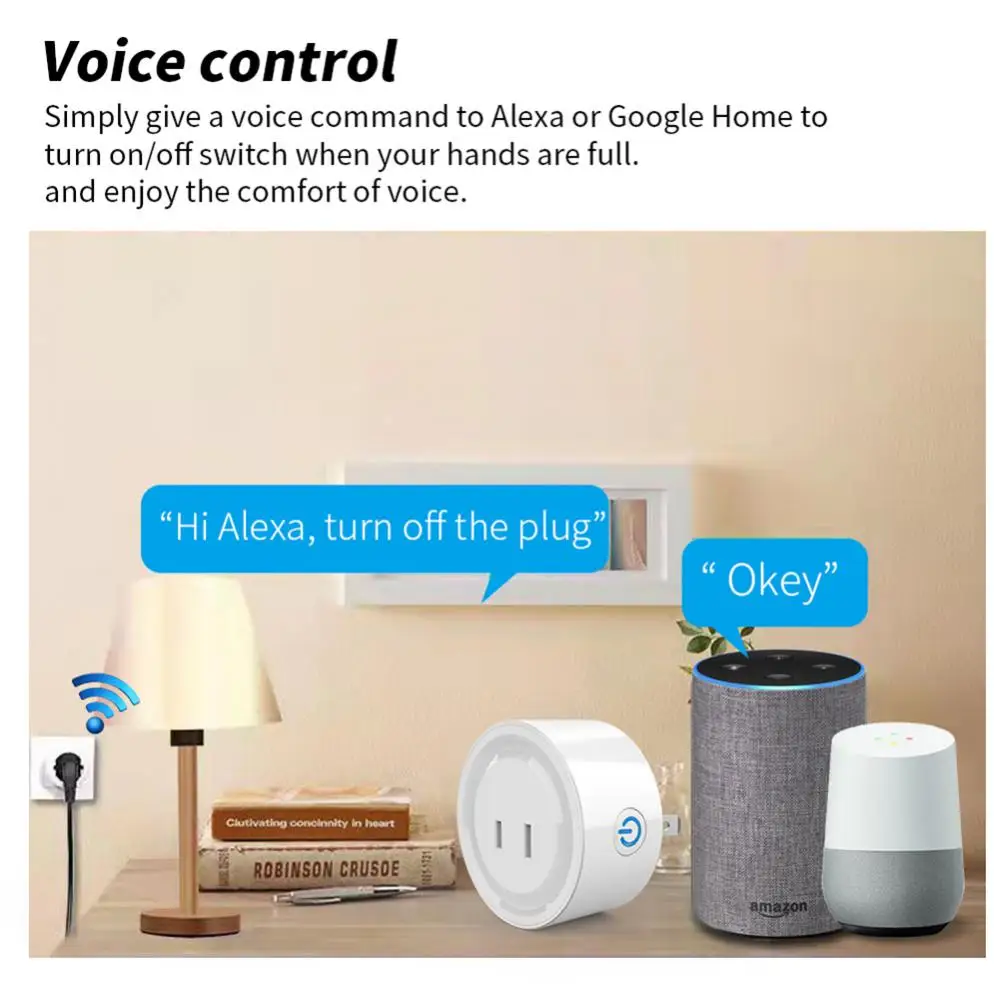Поддръжка на Алекса Google Home Sasha Smart Plug дистанционно управление Daily Gauge Smart Life Wifi Включете щепсела на Hristo Smart Socket Jp Outlet Wifi 10a2