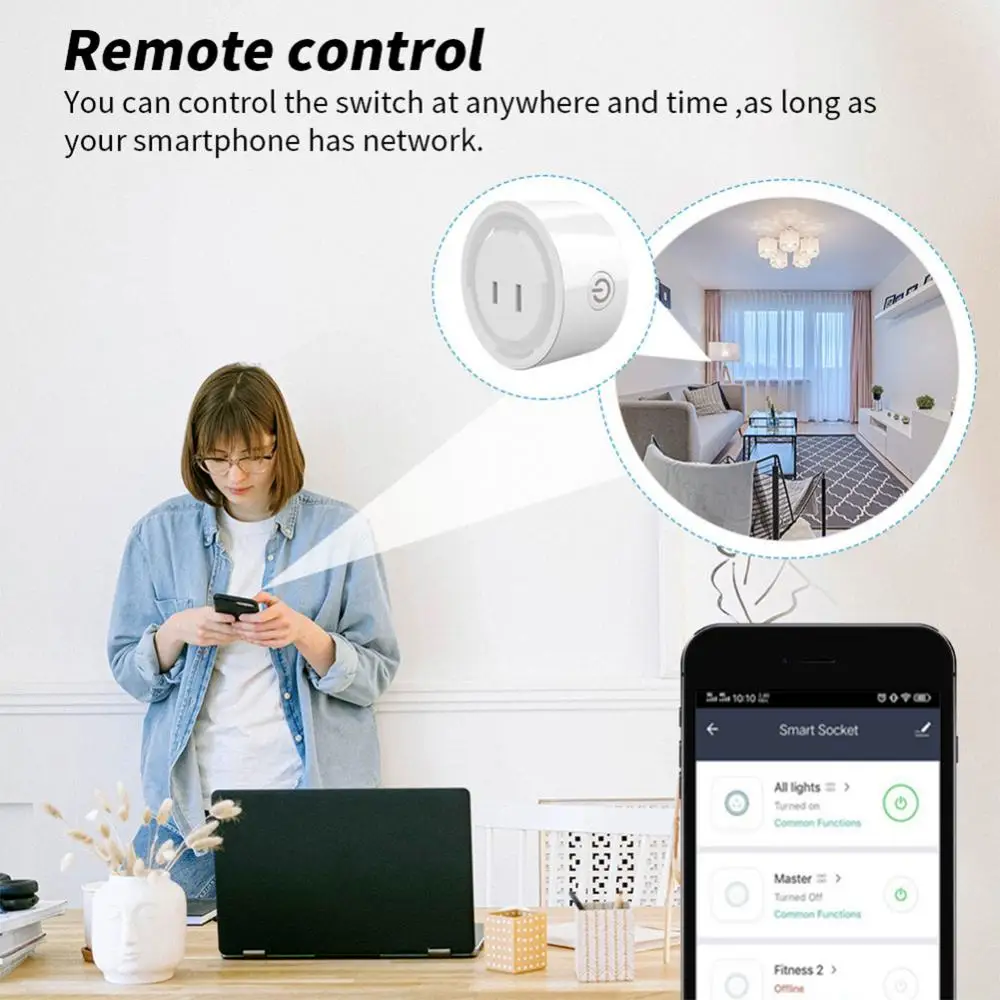Поддръжка на Алекса Google Home Sasha Smart Plug дистанционно управление Daily Gauge Smart Life Wifi Включете щепсела на Hristo Smart Socket Jp Outlet Wifi 10a3