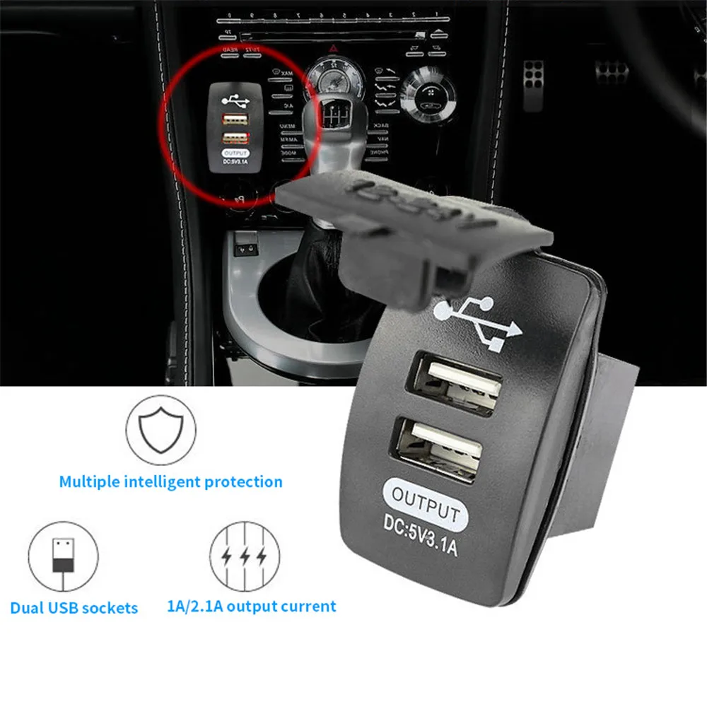 Универсално зарядно за кола с два USB-порта 3.1 A, зарядно за телефон, автоматична изход За Samsung Iphone Xiaomi 12/24 В, Водоустойчив3