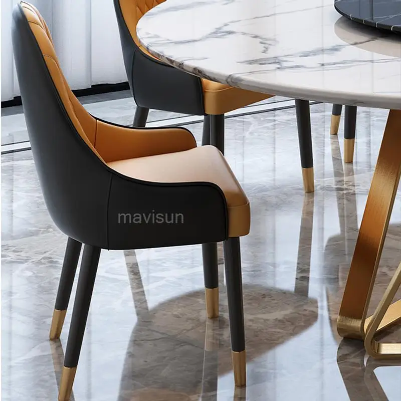 Луксозна маса за хранене за малък апартамент в италиански стил, модерен метални маса и стол с ярка повърхност, Мраморни мебели Esstisch4