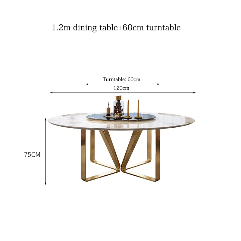 Луксозна маса за хранене за малък апартамент в италиански стил, модерен метални маса и стол с ярка повърхност, Мраморни мебели Esstisch5