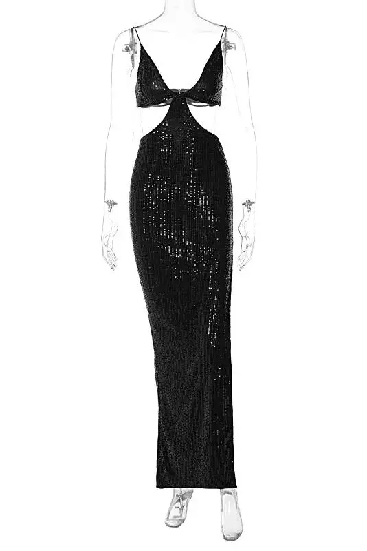 Висококачествено секси открито ново вечерна рокля със светлоотразителен каишка, приталенное темперамент, за жени5