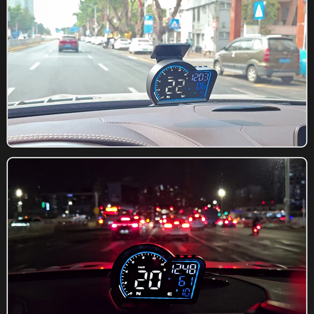 Дигитален автомобилен скоростомер HUD-автоматична корекция на чувствителността, Мултифункционален дисплей, аларма, USB захранване2