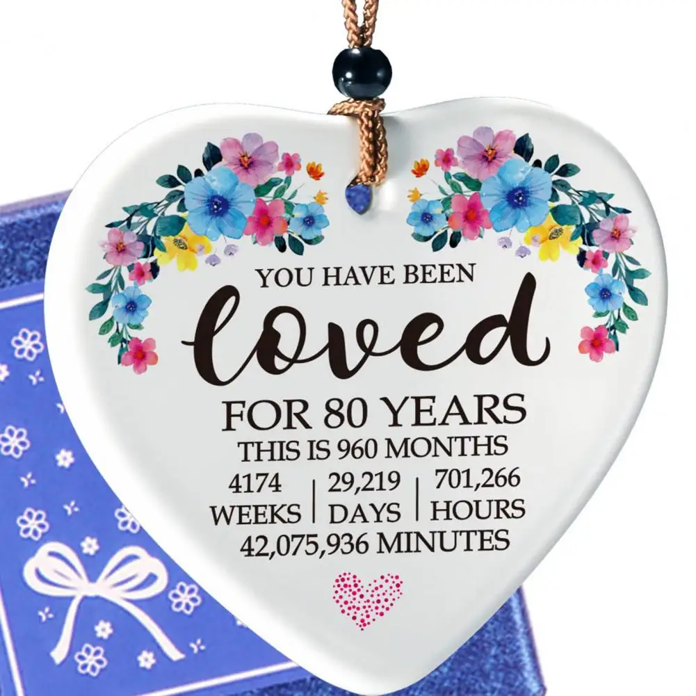Подвесная етикет във формата на сърце Е Обичан в продължение на 80 Години, Украса, Сърдечни подаръци за 80-ия Рожден ден на Жени, Подвесная етикет на Годишнина от2
