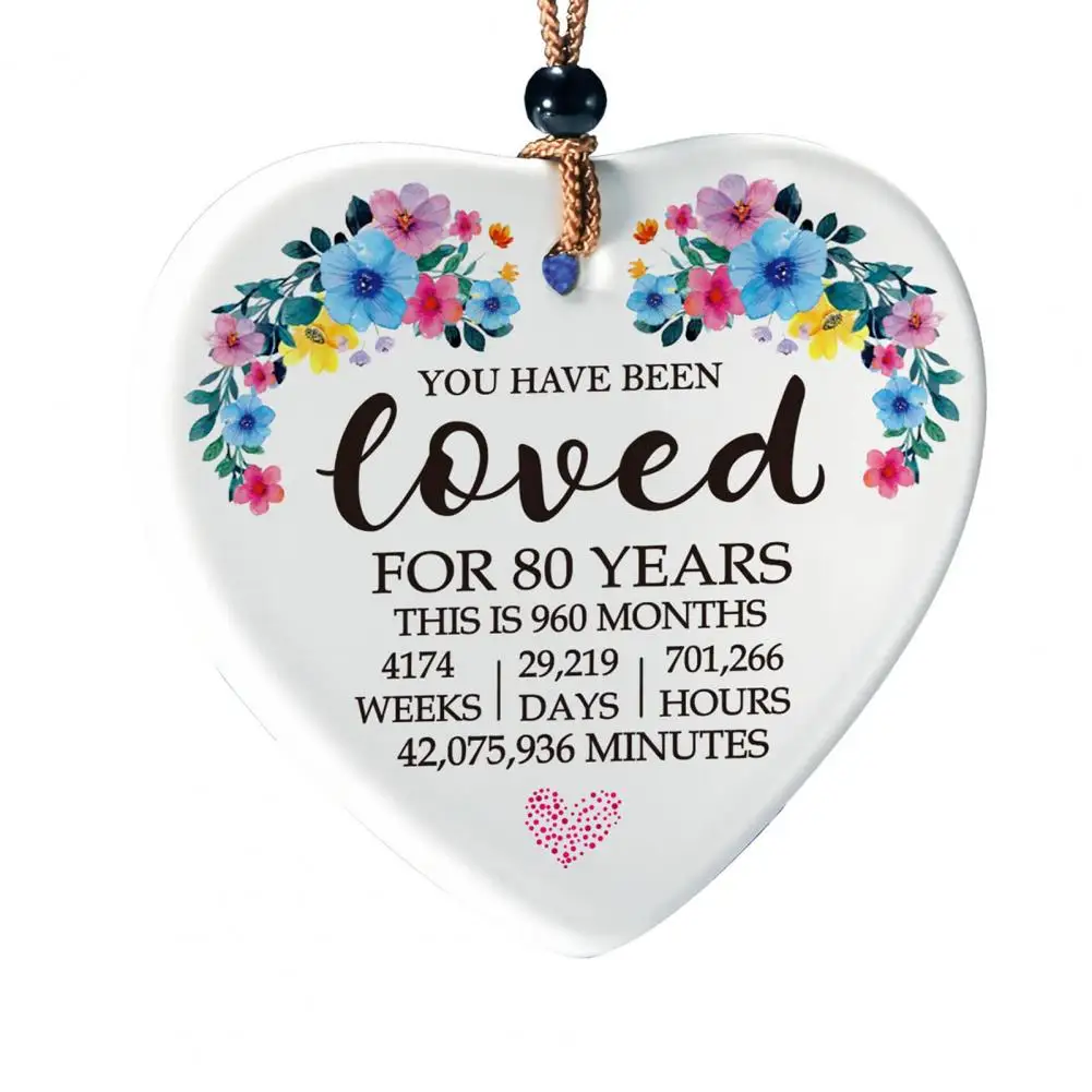 Подвесная етикет във формата на сърце Е Обичан в продължение на 80 Години, Украса, Сърдечни подаръци за 80-ия Рожден ден на Жени, Подвесная етикет на Годишнина от5