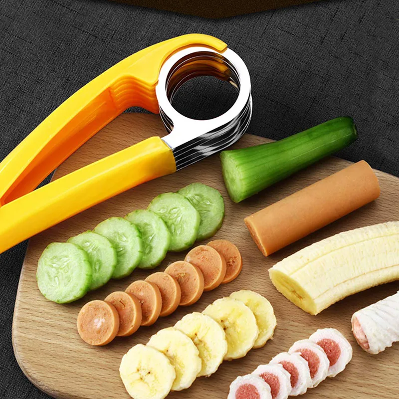 Нож за нарязване на банани, креативни кухненски принадлежности за плодове, зеленчуци, Нож за нарязване на колбаси, Белачка за салата, Кухненски приспособления1
