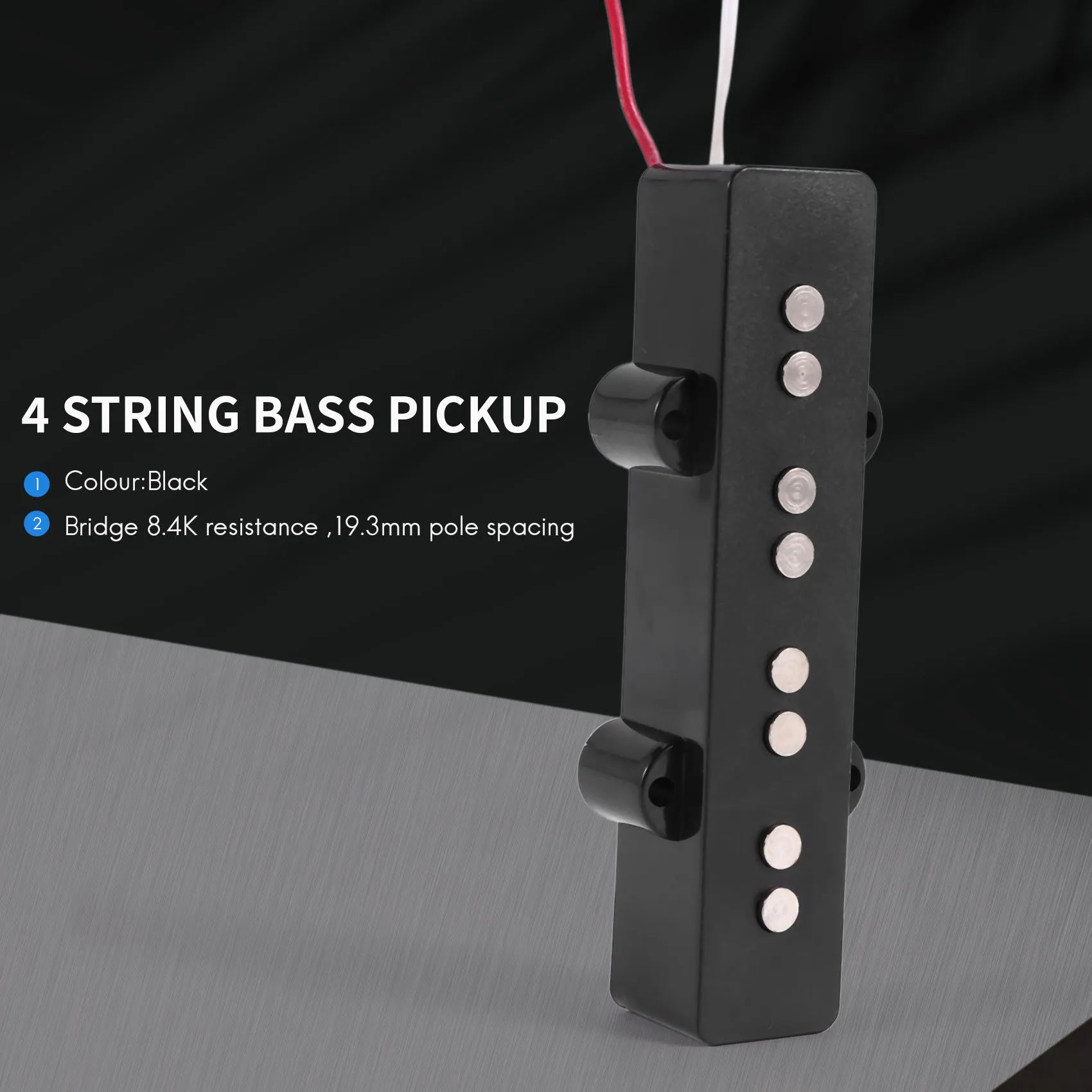 Професионален Електрически бас Звукосниматель отворен тип с тихо мост За 4-струнен джаз бас Jb Style, черно 95x18,3 мм3