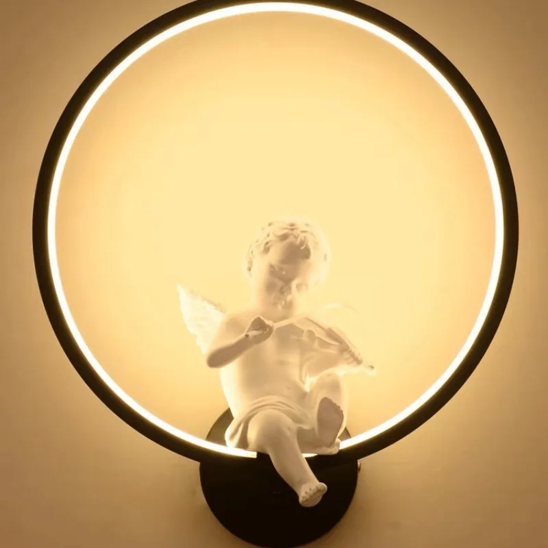 Скандинавски Модерен Стенен лампа с Ангел, Нощно Шкафче за Спалня, Детска стая, Кабинет, Led светлини, Вътрешно осветление, Декорация на дома, лампа2