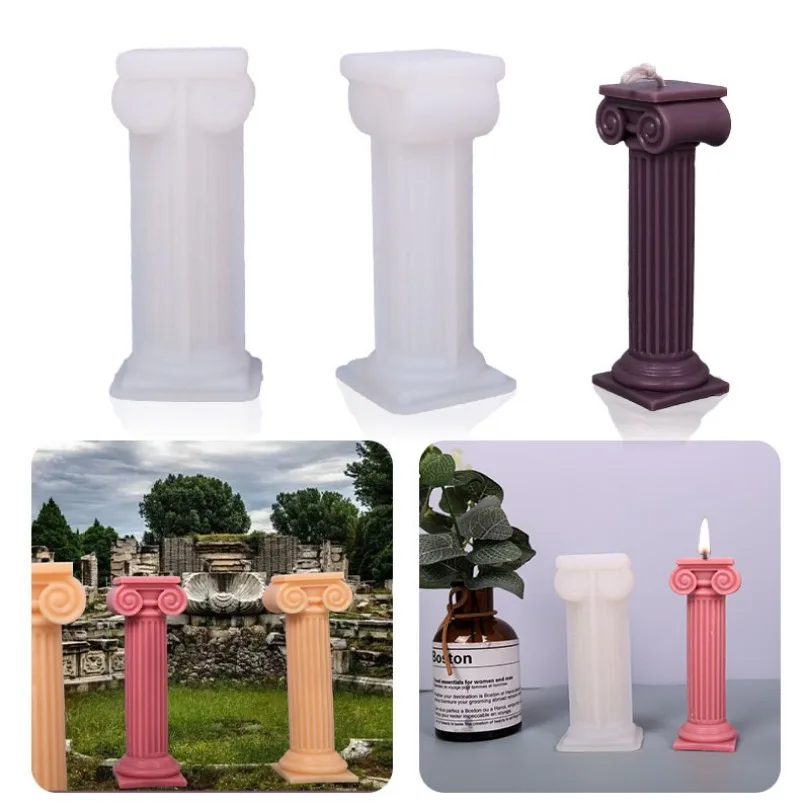 Нов европейски Стил, Римска колона, силиконова форма за свещи, 3D Ретро Римска колона, гипсови изделия, инструменти за производство на смоли за декорация на дома2