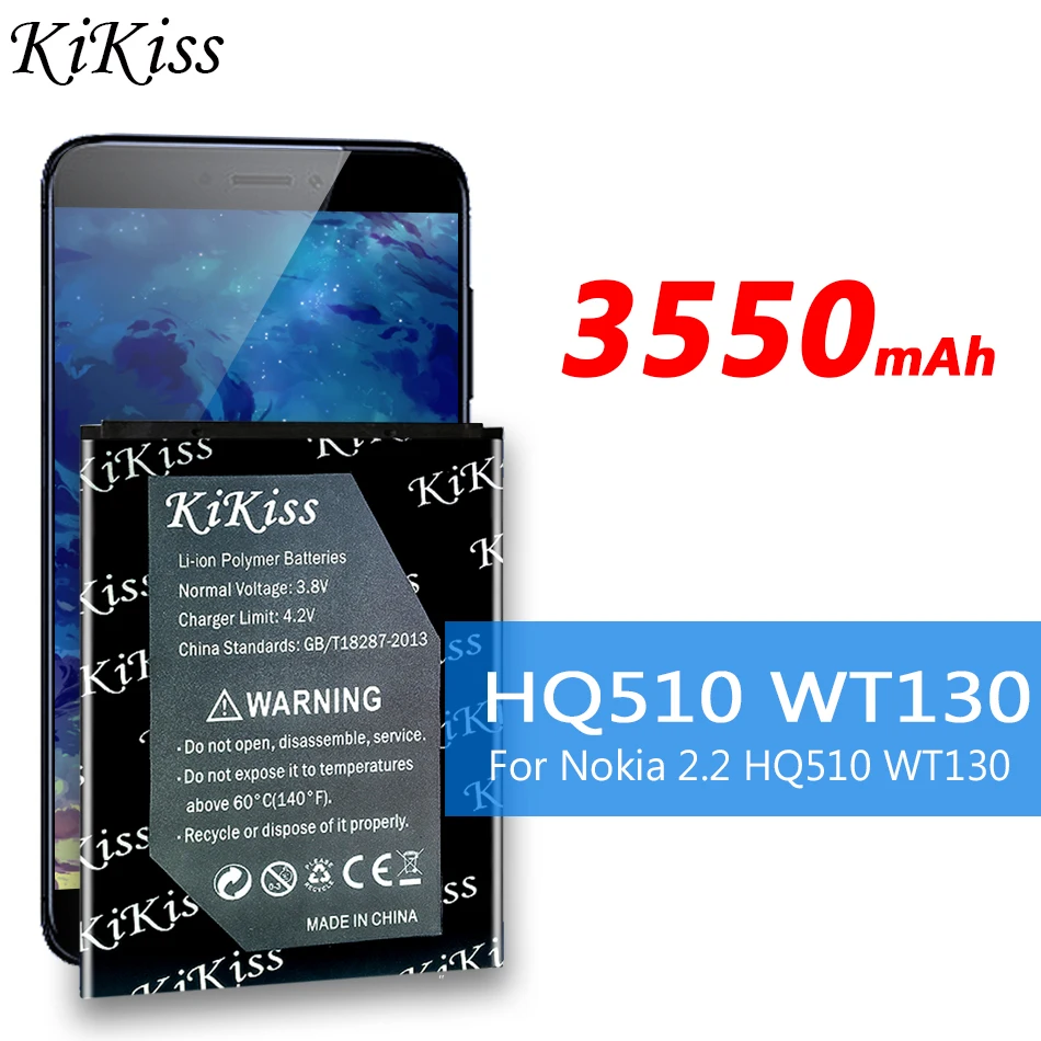 KiKiss 3550 mah Акумулаторна батерия HQ510 WT130 За Nokia 2.2 HQ510 WT130 Bateria 
